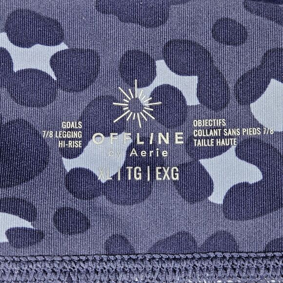 Offline By Aerie High Rise 7/8 Legging Blue Leopard Print Size XL Athleisure Gym - Picture 3 of 5